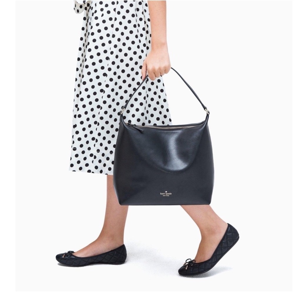 Kate Spade Black Leather Greene Street Kaia Hobo Large Shoulder Bag Crossbody